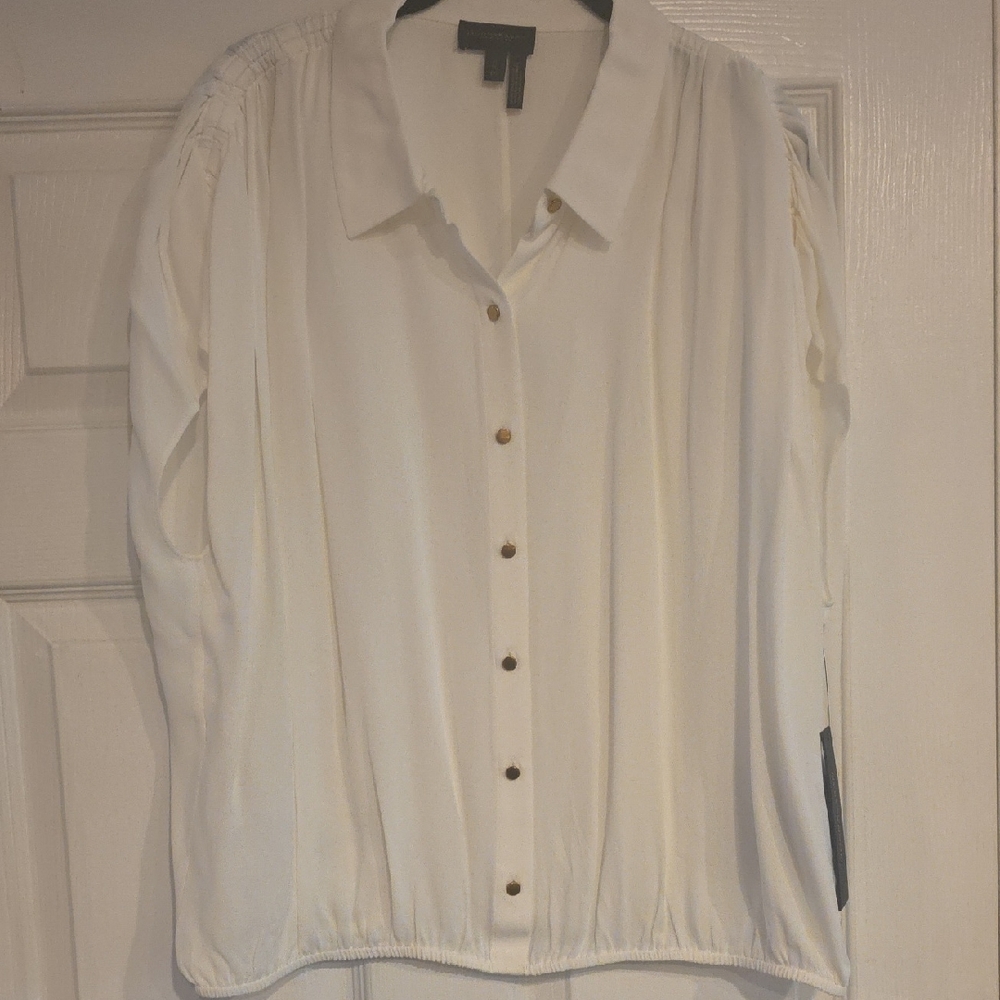 Donna Karan Cream Button-Down Shirt